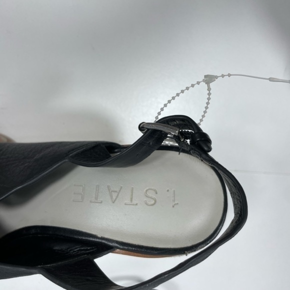 I State Genna Black Leather Upper Wedged Sandals - Picture 13 of 17